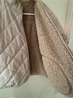 GAP Quilted Teddy-Lined Jacket in Light Beige